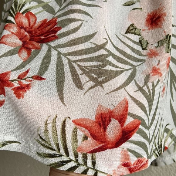 Siren Lily Maternity‎ Blouse Top Off Shoulder Floral Sheer Ruffled Neckline Sz M - Picture 14 of 15